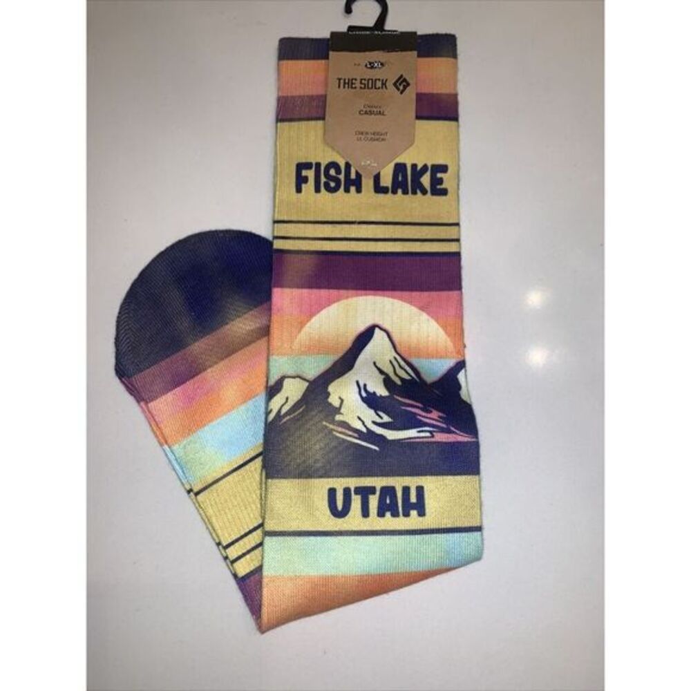 The Sock Line Rick Clothing-Crew Height Socks‎  "fish Lake Utah"L-XL